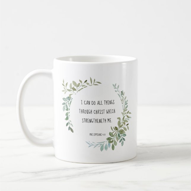 Caneca De Café Bíblia verso, Philippians 4:13 (Esquerda)