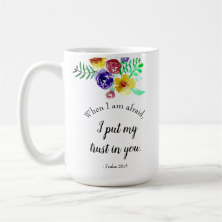 Caneca De Café Bíblia verso sobre o medo Aquarela Flores Faith