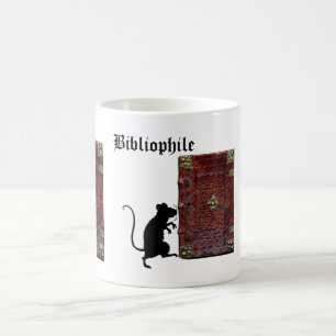 Caneca De Café Bibliófilo antigo do livro de couro