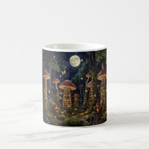 Caneca De Café Biblioteca de Cogumelos ao Luar Arte Fantasia