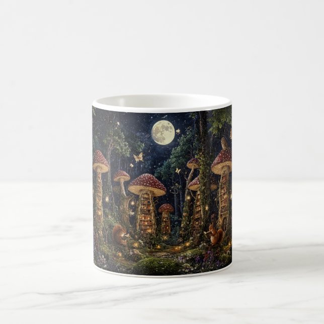 Caneca De Café Biblioteca de Cogumelos ao Luar Arte Fantasia (Centro)