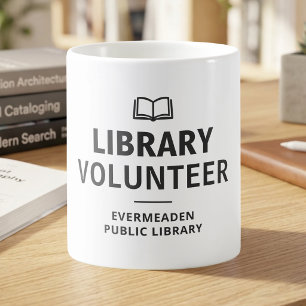 Caneca De Café Biblioteca Personalizada Voluntário Amante de Livr