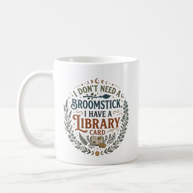 Caneca De Café Bibliotecária Bruxa Cartão da Biblioteca Amante de (Esquerda)