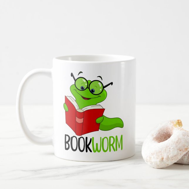 Caneca De Café Bicho-do-livro Leitura  (Com Donut)
