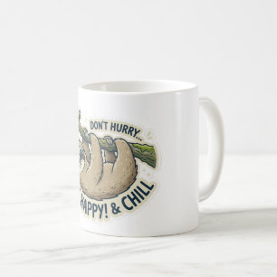 Caneca De Café Bicho-Preguiça Fofo "Não Se Apresse, Seja Feliz &