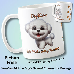 Caneca De Café Bichon Frise, adicione o nome do cão, altere o tex