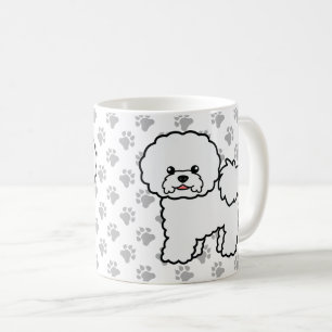 Caneca De Café Bichon Frise Cute Cartoon Cachorros e Patas