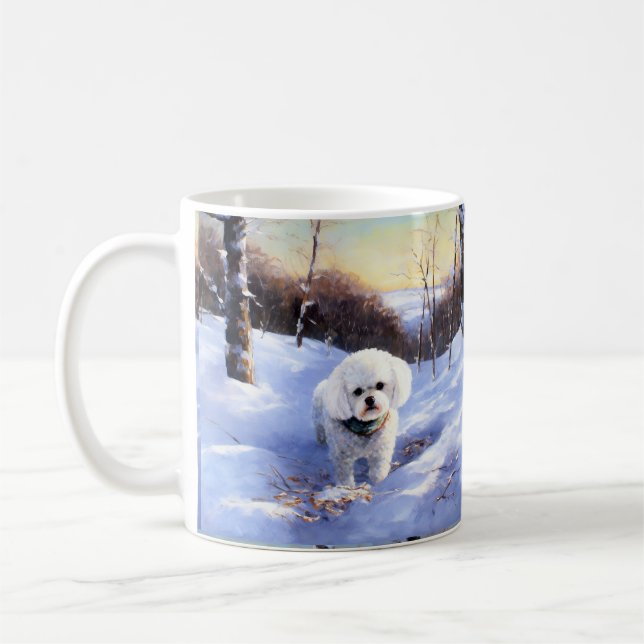 Caneca De Café Bichon Frise Deixe-A Neve Natal (Esquerda)