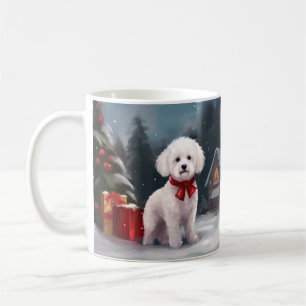 Caneca De Café Bichon Frise Dog no Natal da Neve