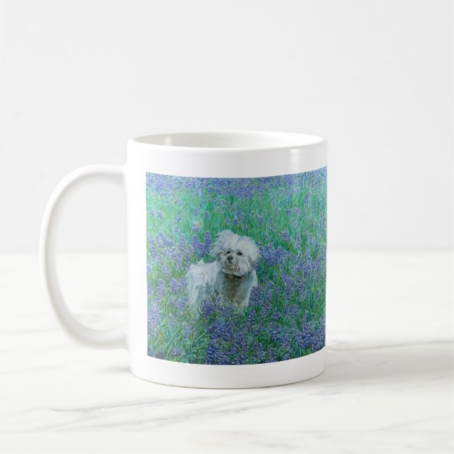 Caneca De Café Bichon Frise em Bluebonnets (Esquerda)