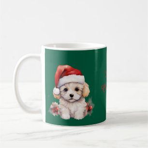 Caneca De Café Bichon Frise Fofo no Natal