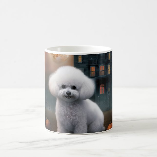 Caneca De Café Bichon Frise Halloween Scary (Centro)