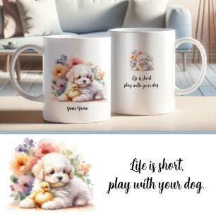 Caneca De Café Bichon Frise Mug Personalizado com Cotação Inspira