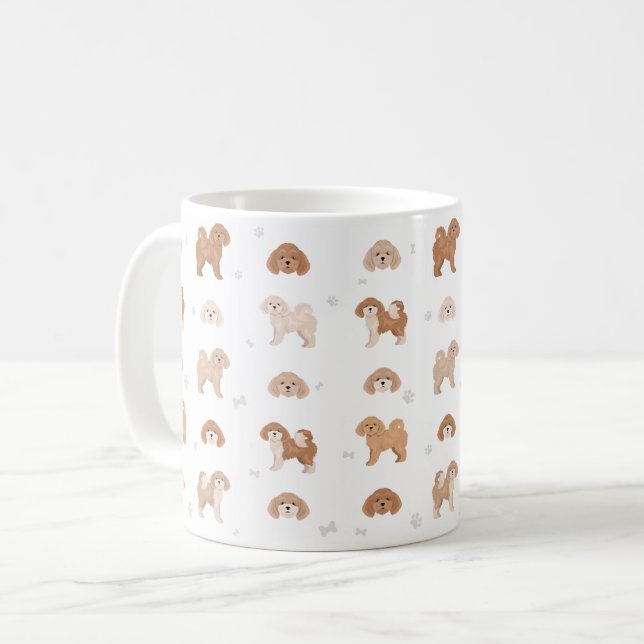 Caneca De Café Bichpoo, Poochon, mistura de cães de Poodle Bichon (Frente Esquerda)