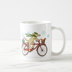 Caneca De Café Bicicleta Andando Cachorro com Feriado de Esquilo