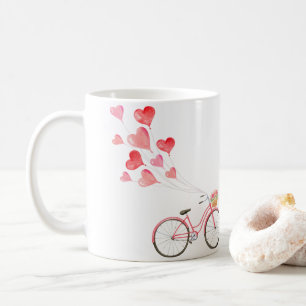 Caneca De Café Bicicleta com balões em forma de coração