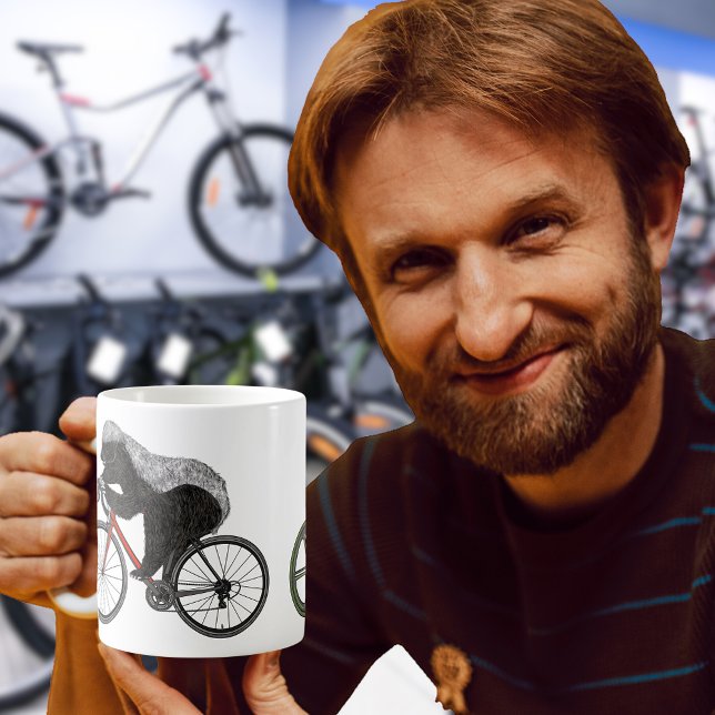 Caneca De Café Bicicleta de Mel Bicicletando Engraçado Engraçado  (Honey badger cycling on a bicycle funny wild animal cyclist art coffee mug)
