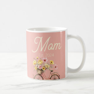 Caneca De Café Bicicleta Floral Coral Mãe Estabelecida Dia das Mã
