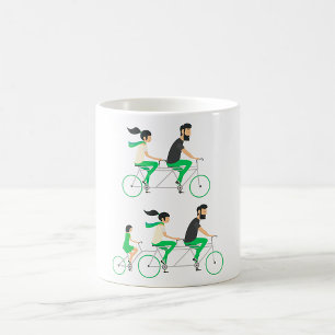 Caneca De Café Bicicleta Tandem Família Ciclismo