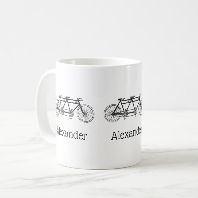 Caneca De Café Bicicleta Vintage Criada Para Bike Duas / Tandem (Frente Esquerda)