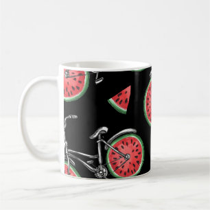 Caneca De Café Bicicletas de roda de melancia, padrão de verão.