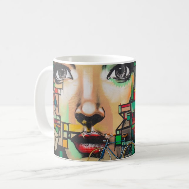 Caneca De Café Bicicletas na parede do Grafite (Frente Esquerda)