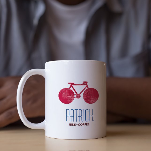 Caneca De Café Bicicletas Vermelhas Personalizadas Com O Nome Del (Criador carregado)