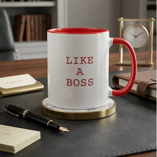 Caneca de Café Bicolor Citação Engraçada Como um C (Funny Like a Boss Quote Two Tone Coffee Mug with Cute Motivational Saying!)