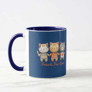 Caneca de Café Bicolor de Gatos Fofos Amigos Para
