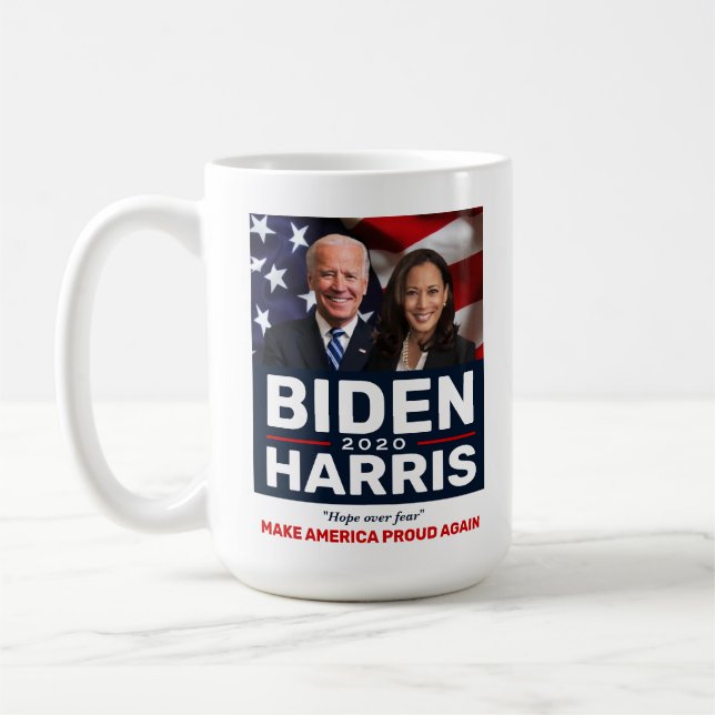 Caneca De Café Biden Harris 2020 Eleitoral Esperança sobre o Medo (Esquerda)