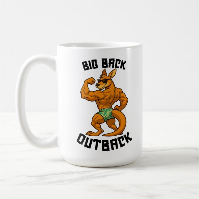 Caneca De Café Big Back Outback – Funny Kangaroo Gym Workout, (Esquerda)