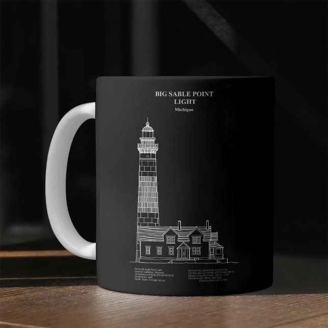 Caneca De Café Big Sable Point Lighthouse - Michigan – PD (Criador carregado)