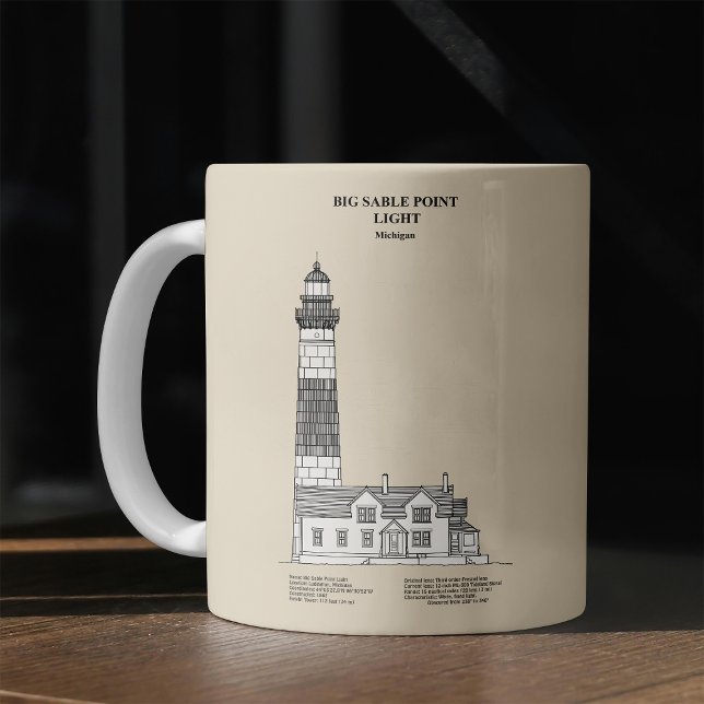 Caneca De Café Big Sable Point Lighthouse - Michigan - SBD (Criador carregado)