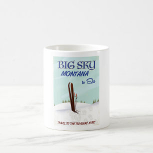 Caneca De Café Big Sky, poster de viagens de esqui de Montana