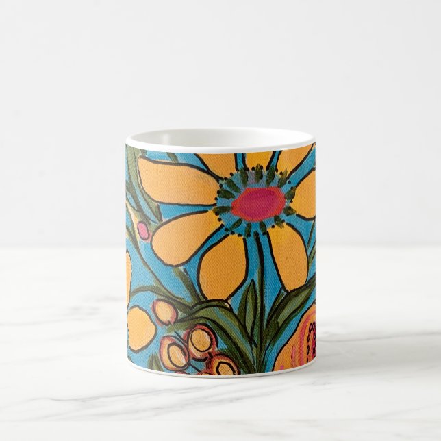 Caneca De Café Big Yellow Blooms Buquê Boho (Centro)