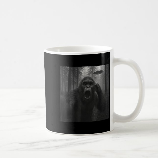 Caneca De Café Bigfoot Alien Ufo Selfie Funny Sasquatch Meme Men  (Direita)