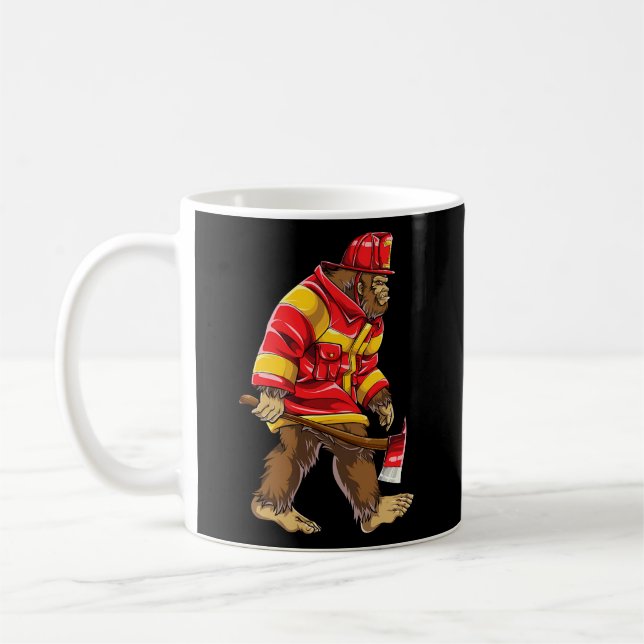 Caneca De Café Bigfoot Firefighter Thin Red Line Sasquatch (Esquerda)