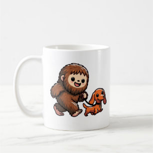 Caneca De Café Bigfoot Fofo Caminhando Cachorro Dachshund Fofo