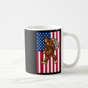 Caneca De Café Bigfoot Futebol Bandeira EUA Engraçado Patriótico