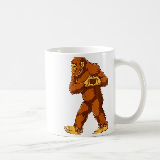 Caneca De Café Bigfoot Heart Hands Funny Sasquatch Lover Valentin (Direita)