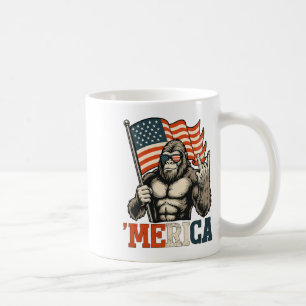 Caneca De Café Bigfoot Merica Engraçado Rocha Bandeira dos EUA Pa