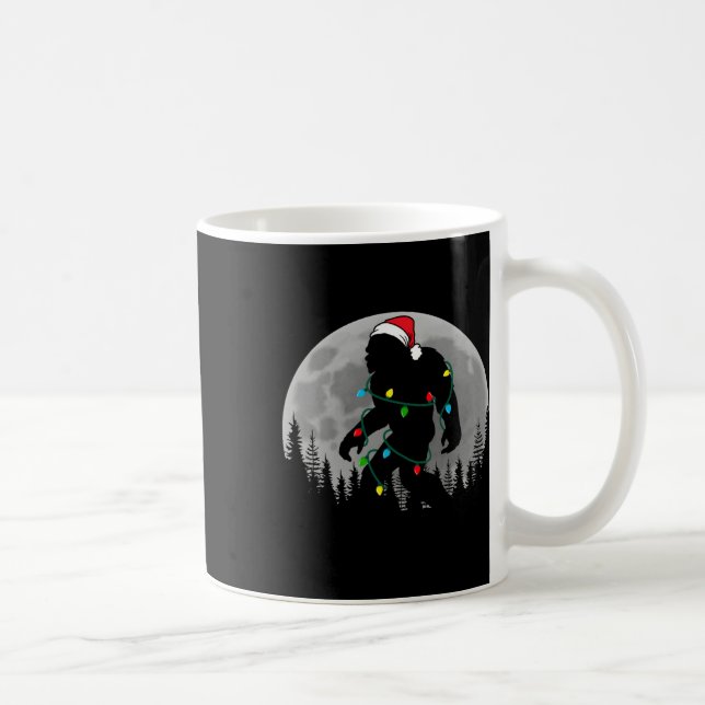 Caneca De Café Bigfoot Papai noel Árvore de Natal Luz Engraçada X (Direita)