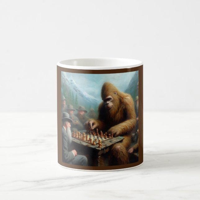 Caneca De Café Bigfoot Tocando Xadrez (Centro)