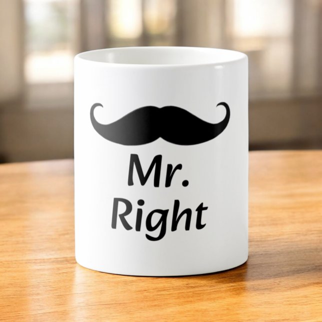 Caneca De Café Bigode Certo do Casal Divertido Combinando (Criador carregado)