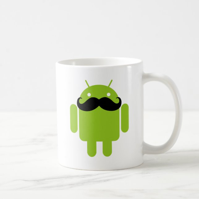 Caneca De Café Bigode do ícone do robô do Android (Direita)