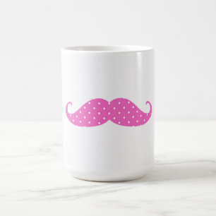 Caneca De Café Bigode feminino engraçado das bolinhas do rosa