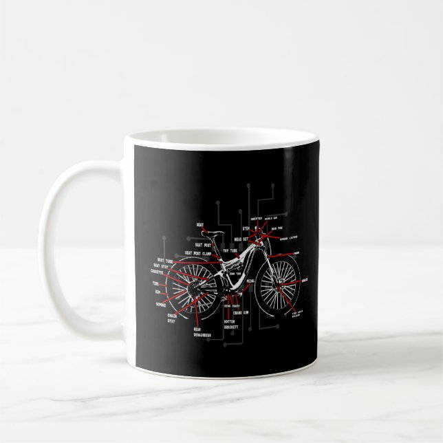 Caneca De Café Bike Anatomy Bicycle Mountain Biking Parts Ciclo (Esquerda)
