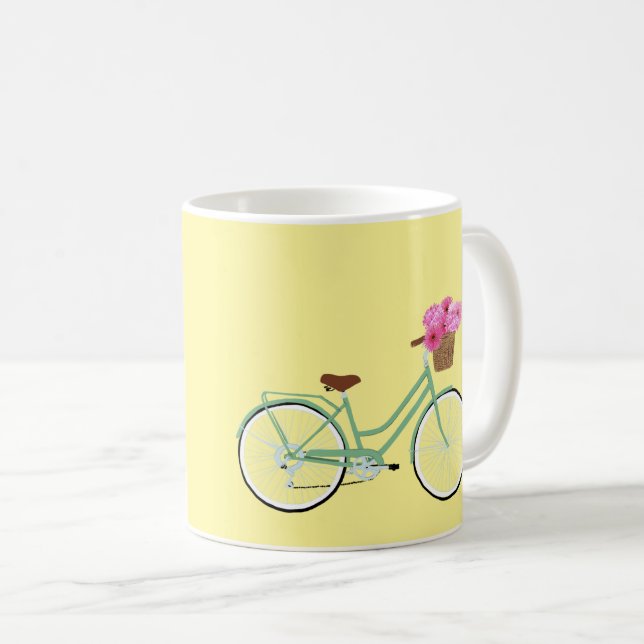 Caneca De Café Bike, cesto e flores (Frente Esquerda)
