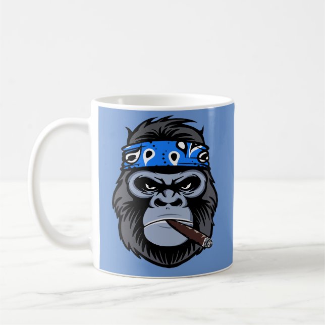Caneca De Café Biker gorilla fumando arte de charuto fumante (Esquerda)