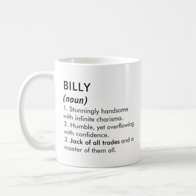 Caneca De Café Billy name, Editable name, Custom name (Esquerda)